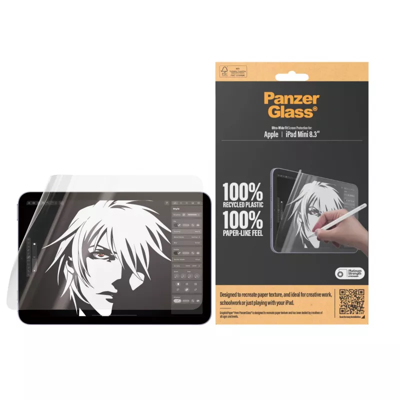 PanzerGlass ® GraphicPaper® ekrāna aizsargs iPad Mini 8.3'' (2021, 2024) | Īpaši plats piestiprinājums
