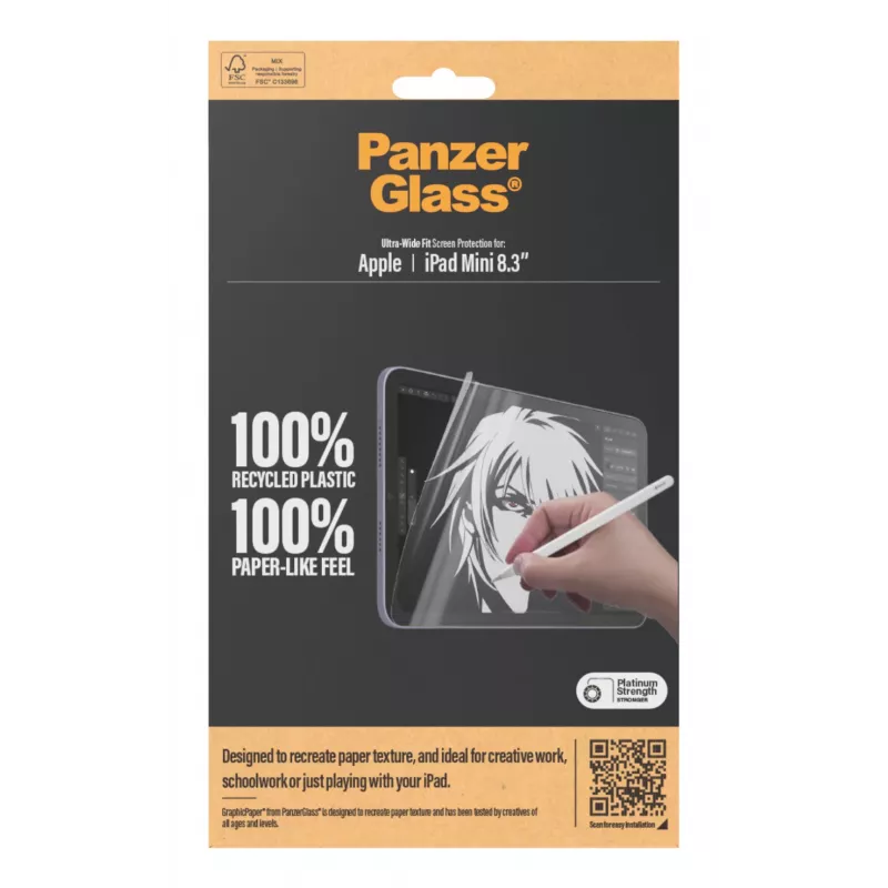PanzerGlass ® GraphicPaper® ekrāna aizsargs iPad Mini 8.3'' (2021, 2024) | Īpaši plats piestiprinājums