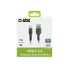 USB kabelis SBS Mobile TECABLETYC1KPOS — USB A uz USB C, USB 2.0, 1 m, Melns