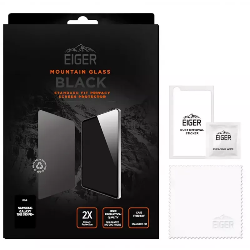 Eiger Mountain Black privātuma ekrāna aizsargs planšetdatoram Samsung Galaxy Tab S10 FE+