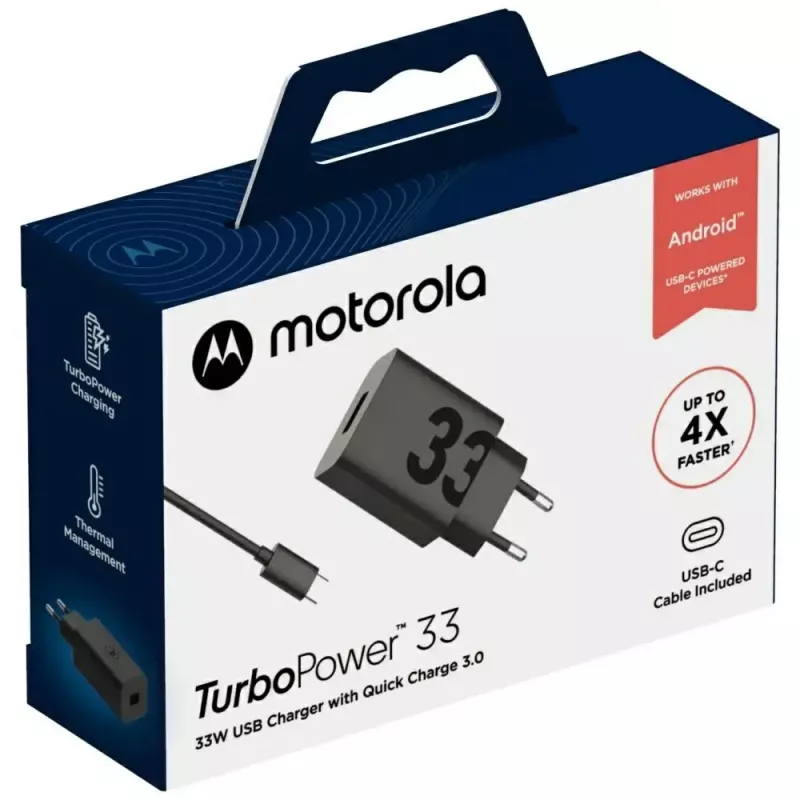 Motorola TurboPower 33W Austiņas, Austiņu komplekts, Mobilais tālrunis, Viedtālrunis Melns AC Ātrā uzlāde Iekštelpās