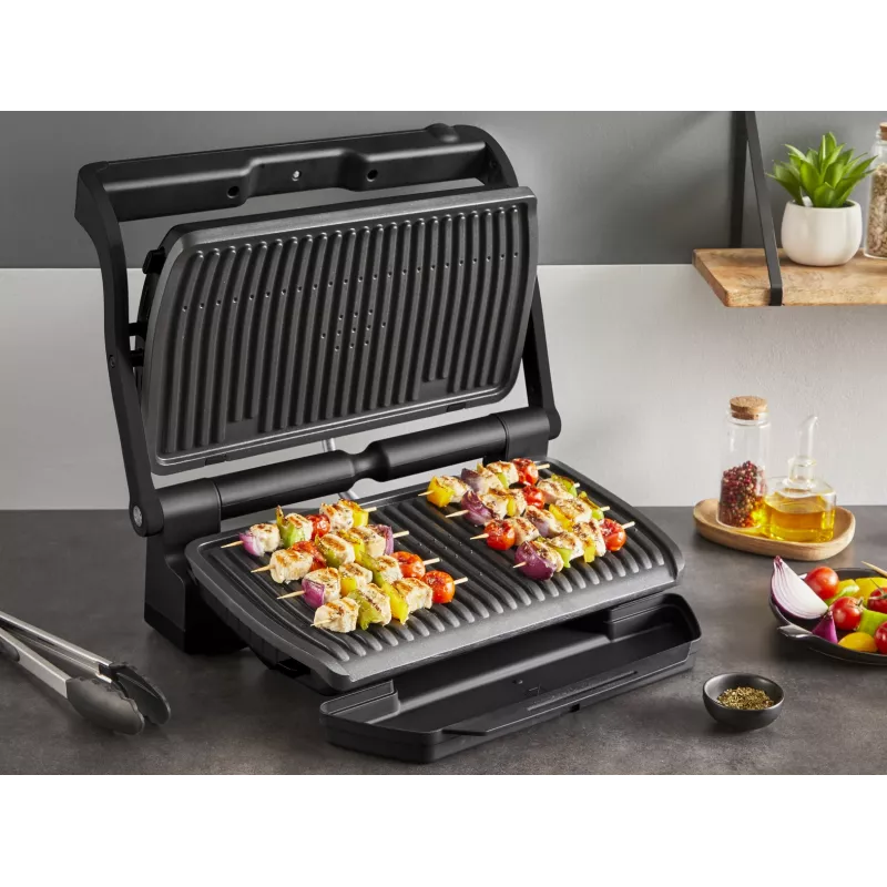 Kontaktgrils Tefal Optigrill+ XL GC727810 2000 W, taisnstūrveida, regulējams termostats, melns, 445×365×175 mm