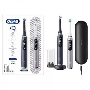 Rotējošā-svārstīgā zobu birste Oral-B iO 80363731 Melna Sudraba Pieaugušajiem Smaganu kopšana Jutīgiem zobiem Balināšana