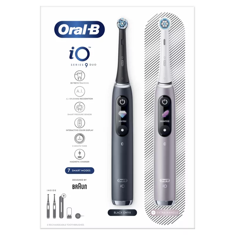 Rotējošā-svārstīgā zobu birste Oral-B iO 80363731 Melna Sudraba Pieaugušajiem Smaganu kopšana Jutīgiem zobiem Balināšana