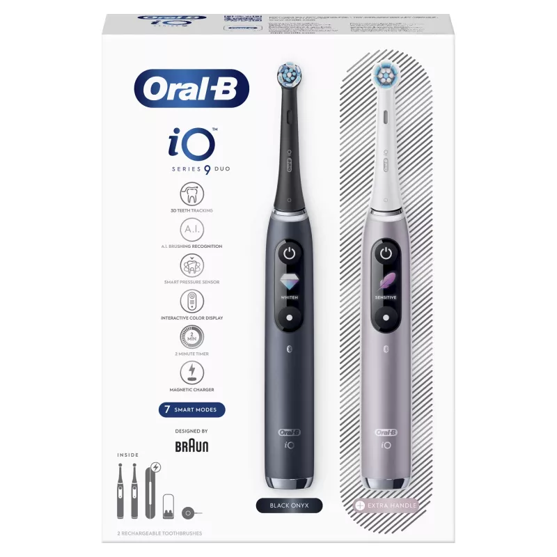 Rotējošā-svārstīgā zobu birste Oral-B iO 80363731 Melna Sudraba Pieaugušajiem Smaganu kopšana Jutīgiem zobiem Balināšana