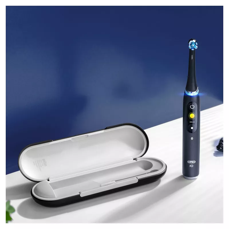 Rotējošā-svārstīgā zobu birste Oral-B iO 80363731 Melna Sudraba Pieaugušajiem Smaganu kopšana Jutīgiem zobiem Balināšana