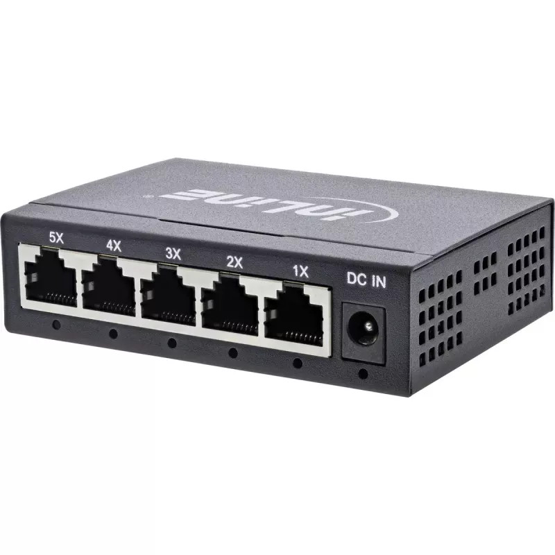 InLine Gigabit tīkla komutators 5 portu, 1 Gb/s, galddators, metāla korpuss, bez ventilatora