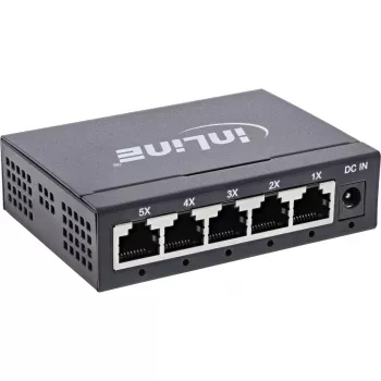 InLine Gigabit tīkla komutators 5 portu, 1 Gb/s, galddators, metāla korpuss, bez ventilatora