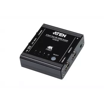 ATEN 3 portu patiesā 4K HDMI pārslēgs, HDMI, metāls, melns, 60 Hz, 5 m, 3840 x 2160, 4096 x 2160
