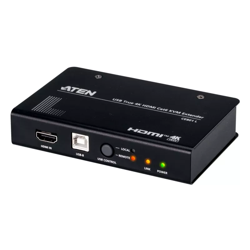 AV KVM paplašinātājs ATEN CE801 — USB True 4K HDMI caur Cat6 (4K @ 70 m / FHD @ 100 m), HDMI un USB Type-A, melns