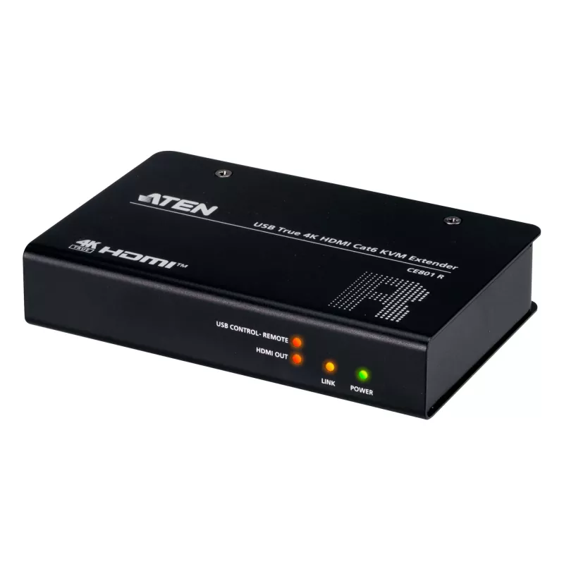 AV KVM paplašinātājs ATEN CE801 — USB True 4K HDMI caur Cat6 (4K @ 70 m / FHD @ 100 m), HDMI un USB Type-A, melns