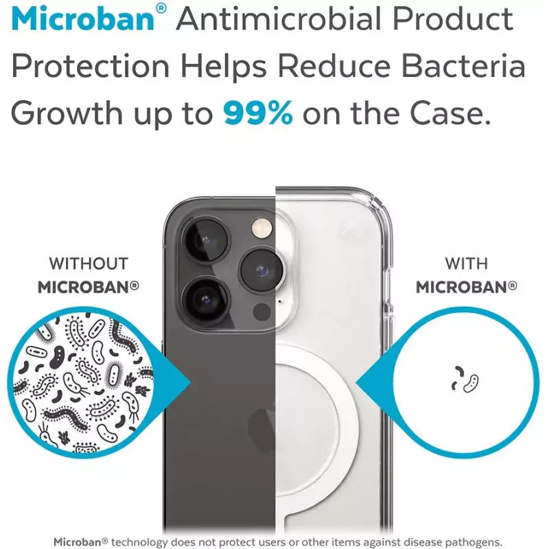 Speck Presidio Perfect Clear + MS Apple iPhone 14 Pro Max Clear - with Microban Rugged Case