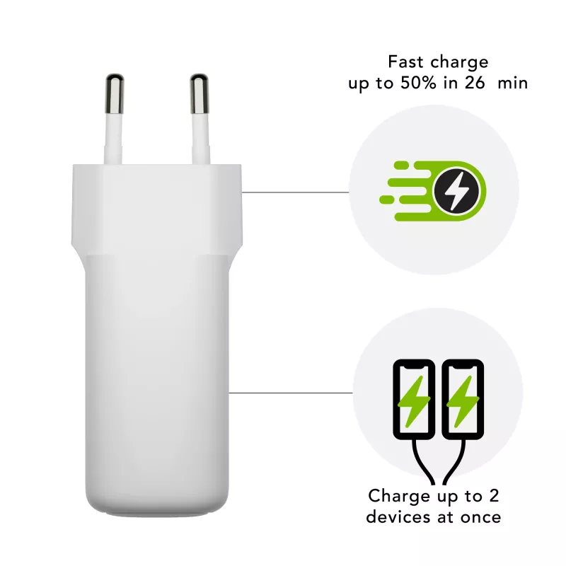 dbramante1928 re-charge Pro - EU sienas lādētājs - 2x USB-C 30W - W