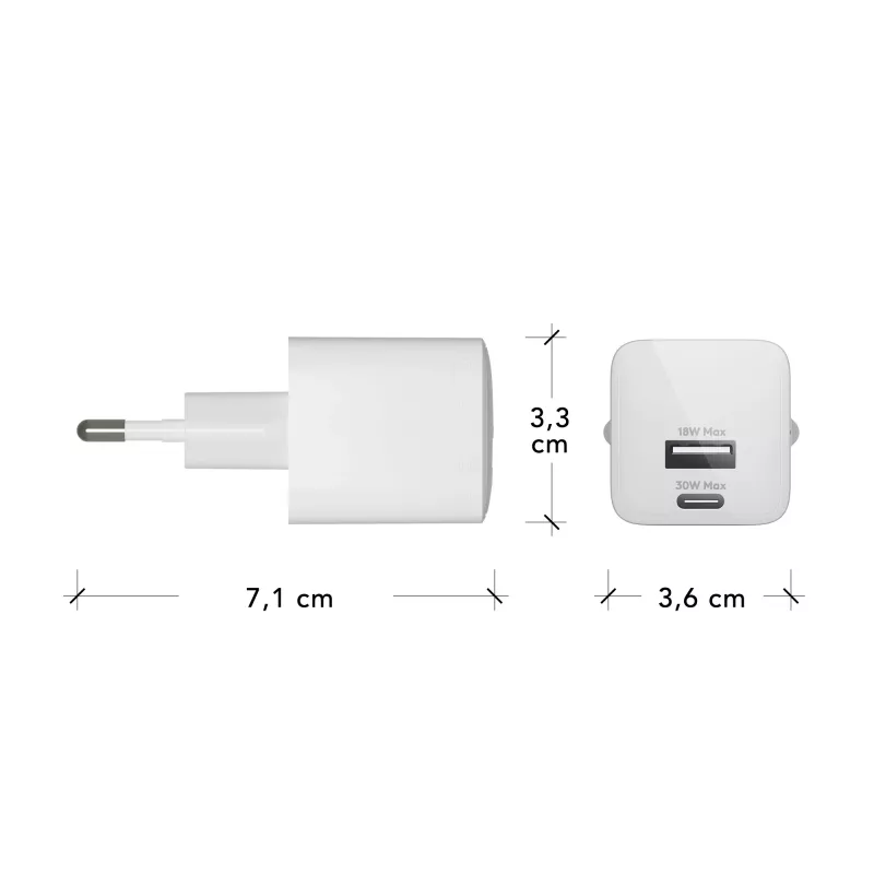 dbramante1928 re-charge Pro - EU sienas lādētājs USBC30W+USBA18W-W