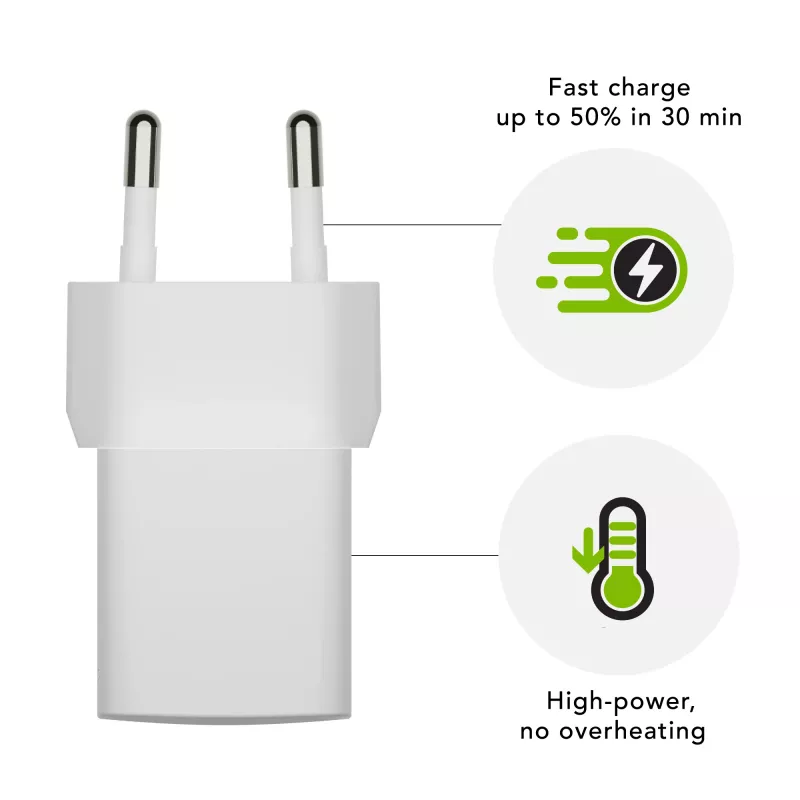 dbramante1928 re-charge Pro - EU sienas lādētājs USB-C 25W - W, iekštelpām, maiņstrāva, balts