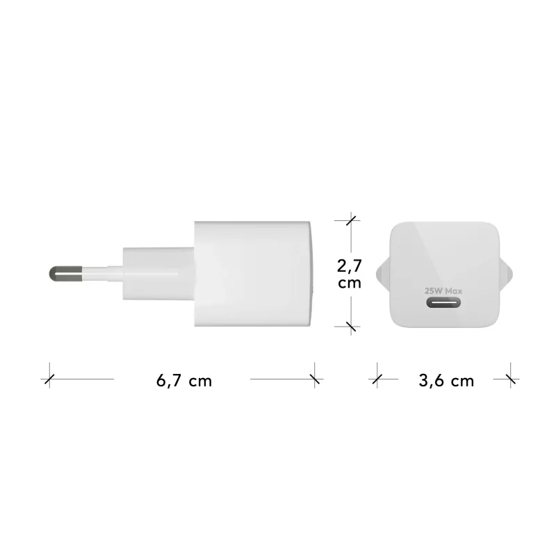 dbramante1928 re-charge Pro - EU sienas lādētājs USB-C 25W - W, iekštelpām, maiņstrāva, balts