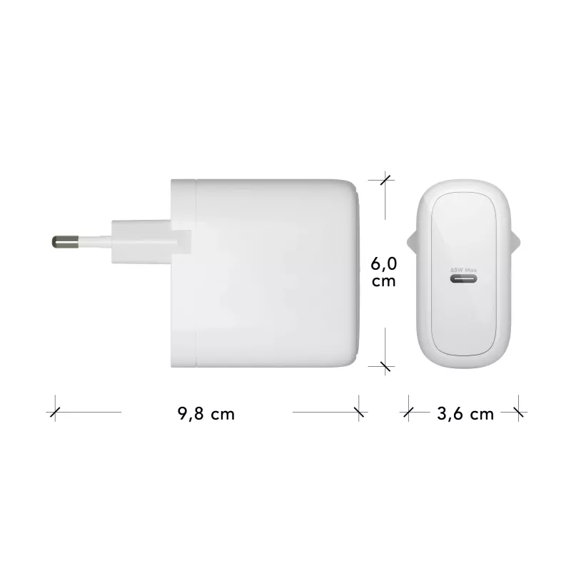dbramante1928 re-charge Pro - ES sienas lādētājs USB-C 65W - W, Iekštelpām, Maiņstrāva, Balts