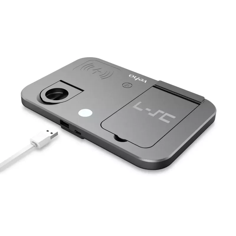 Veho DS-7 Qi bezvadu vairāku ierīču uzlādes stacija Sudraba USB Type-C 10W