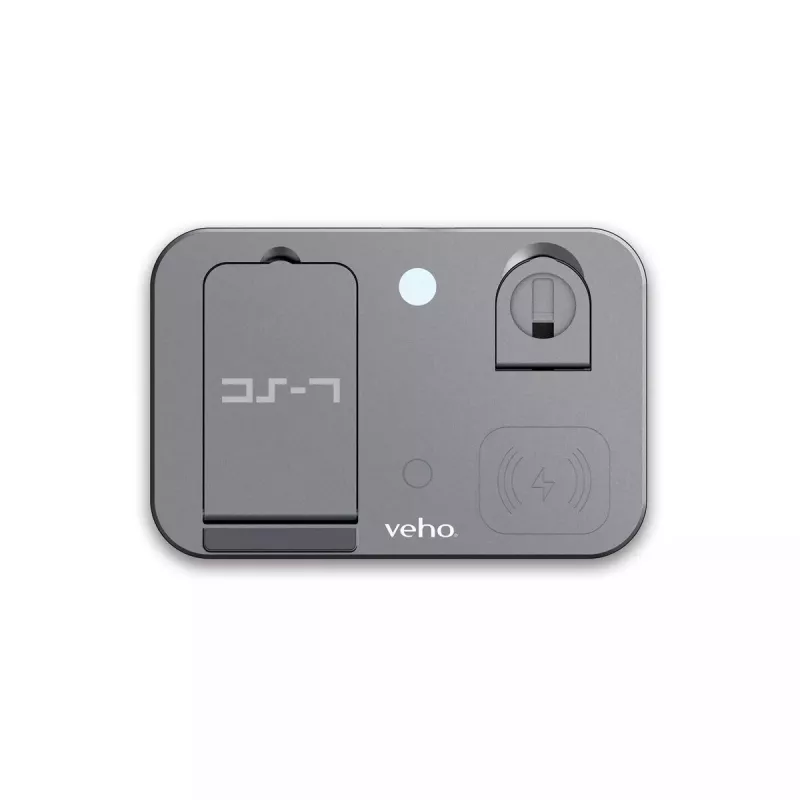 Veho DS-7 Qi bezvadu vairāku ierīču uzlādes stacija Sudraba USB Type-C 10W