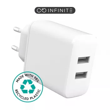 Iekštelpu lādētājs eSTUFF ES637005 Viedtālrunim Balts 2 USB porti 5V