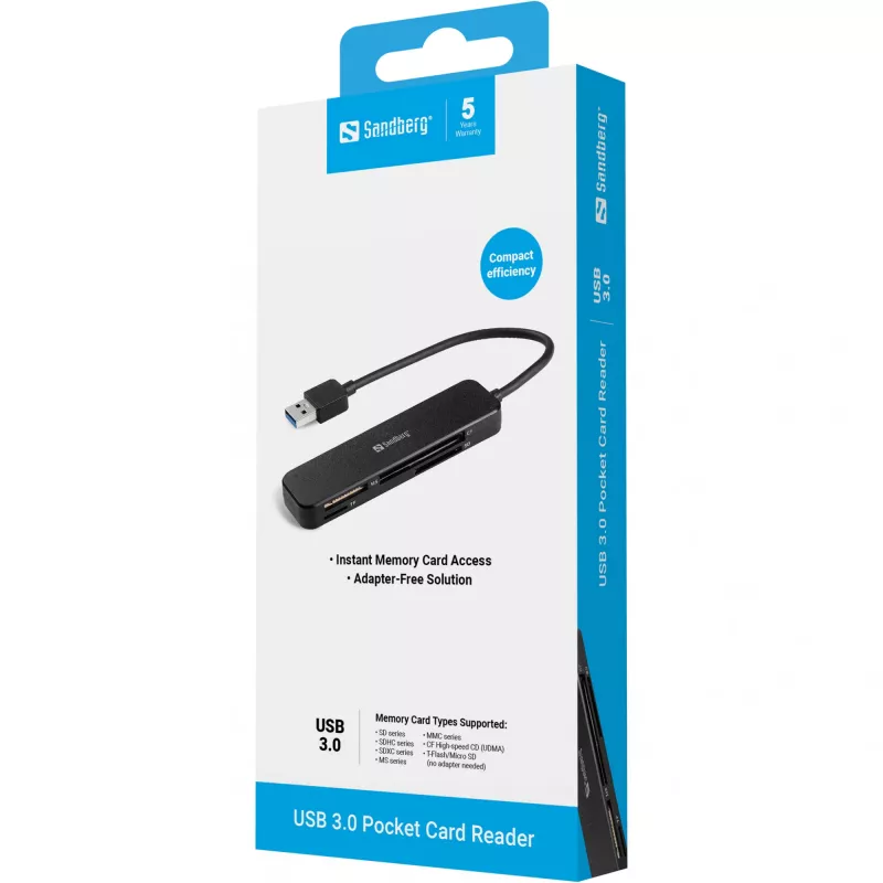 Karšu lasītājs Sandberg USB 3.0 Pocket Card Reader