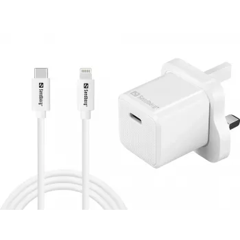 USB-C lādētājs SANDBERG 441-64 20W UK kontaktdakša — ātra USB Power Delivery uzlāde