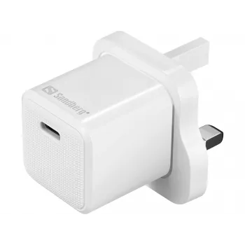 USB-C lādētājs SANDBERG 441-64 20W UK kontaktdakša — ātra USB Power Delivery uzlāde