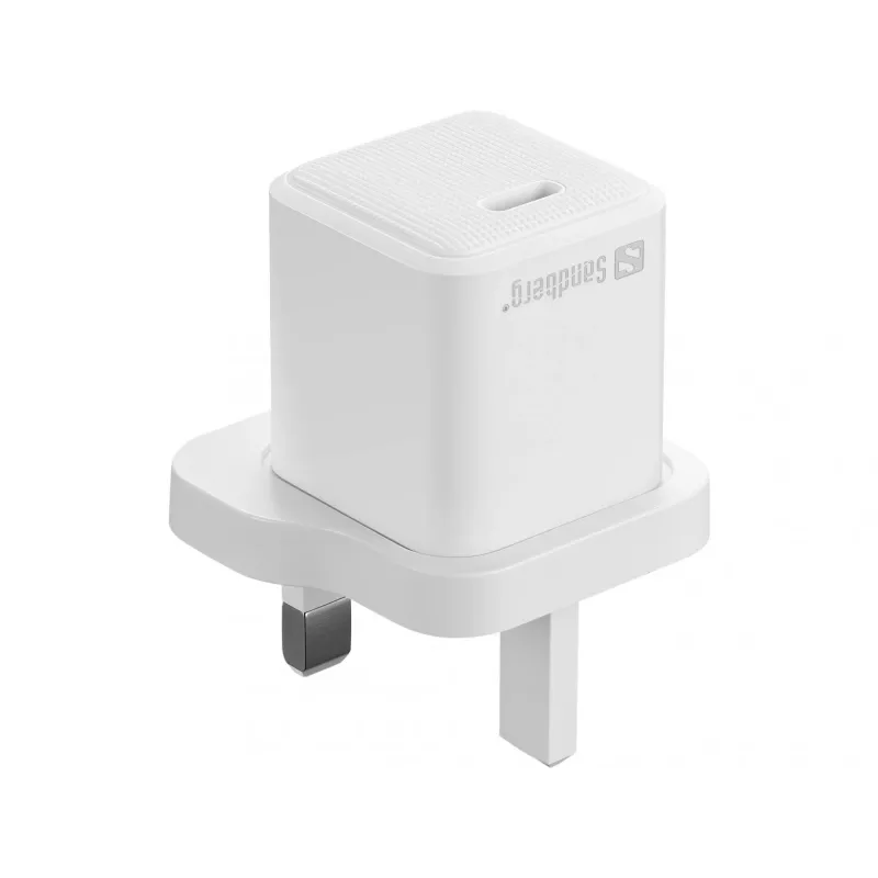 USB-C lādētājs SANDBERG 441-64 20W UK kontaktdakša — ātra USB Power Delivery uzlāde