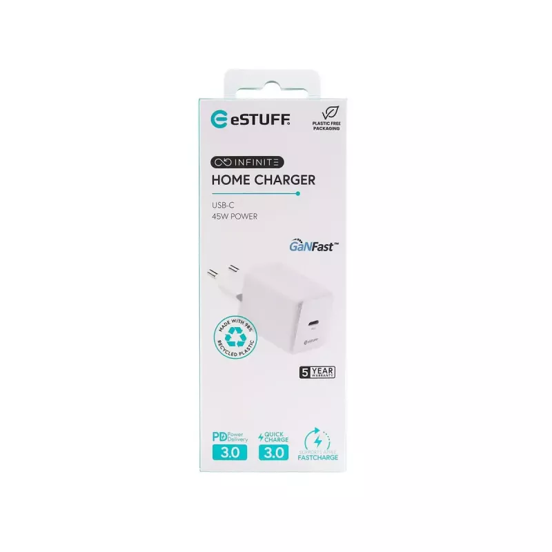 eSTUFF INFINITE ES637046 USB-C lādētājs ES PD 45W GaN