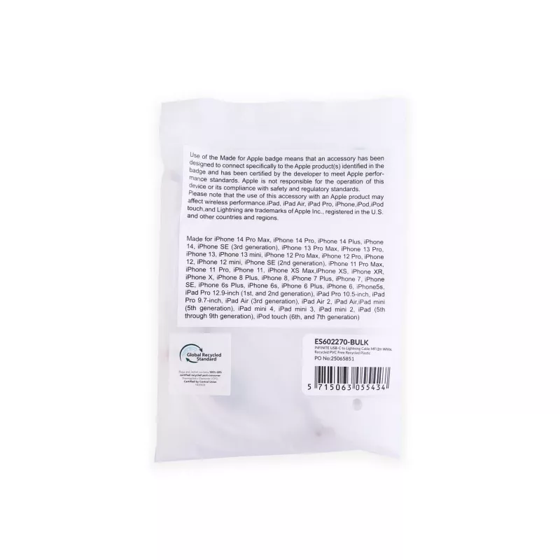 Lightning kabelis eSTUFF ES602270-BULK 2 m balts MFI sertificēts