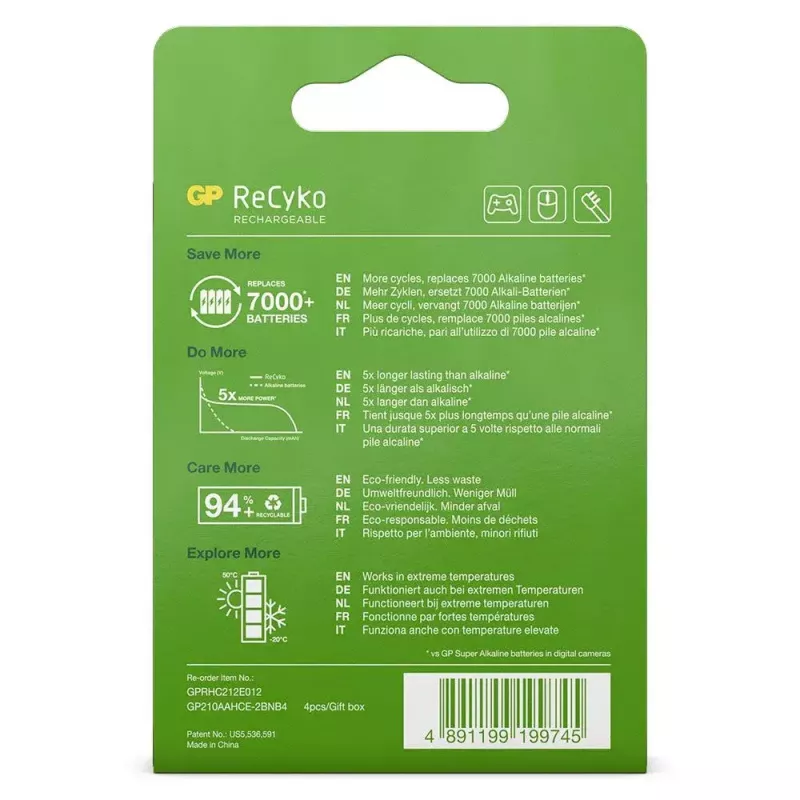 Uzlādējamā baterija GP baterijas ReCyko+ 2100mAh 4 gab. AA NiMH