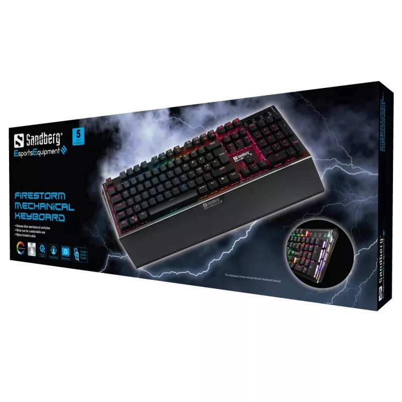 Mehāniskā tastatūra Sandberg FireStorm Mech tastatūra BE