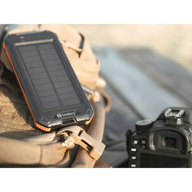 Ārējais akumulators Sandberg 3in1 Solar Powerbank 10000 10000 mAh 2A Melns