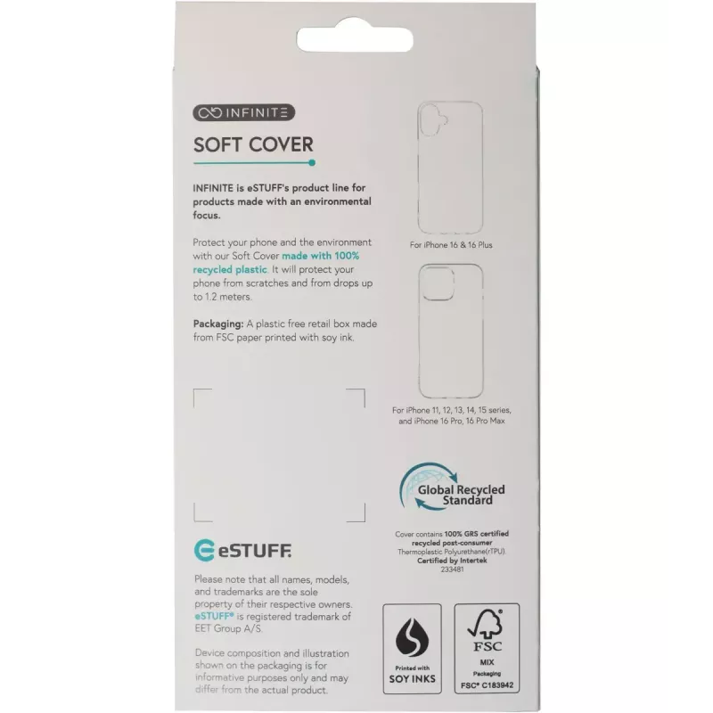 eSTUFF ES67100051 mobilā tālruņa maciņš 17 cm (6,7 collas) Vāciņš Caurspīdīgs