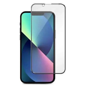 Rūdīta stikla ekrāna aizsargs eSTUFF Titan Shield Apple iPhone 13 / 13 Pro / 14 — pilns pārklājums, melns rāmis