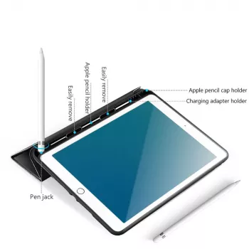 eSTUFF SEATTLE Penālis iPad Air 5/4 10.9 2022/2020 — melna PU āda