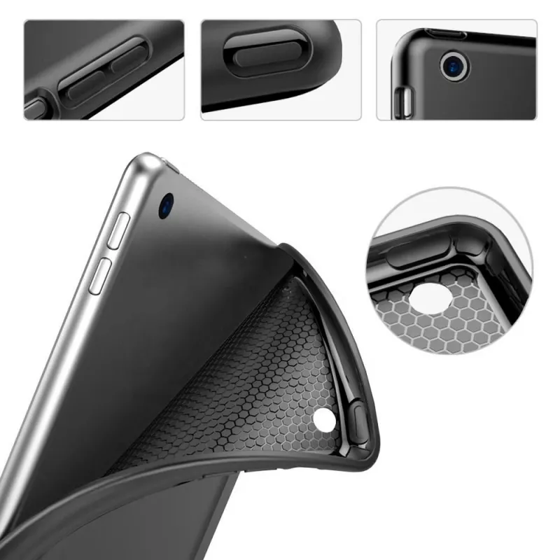 eSTUFF SEATTLE Penālis iPad Air 5/4 10.9 2022/2020 — melna PU āda