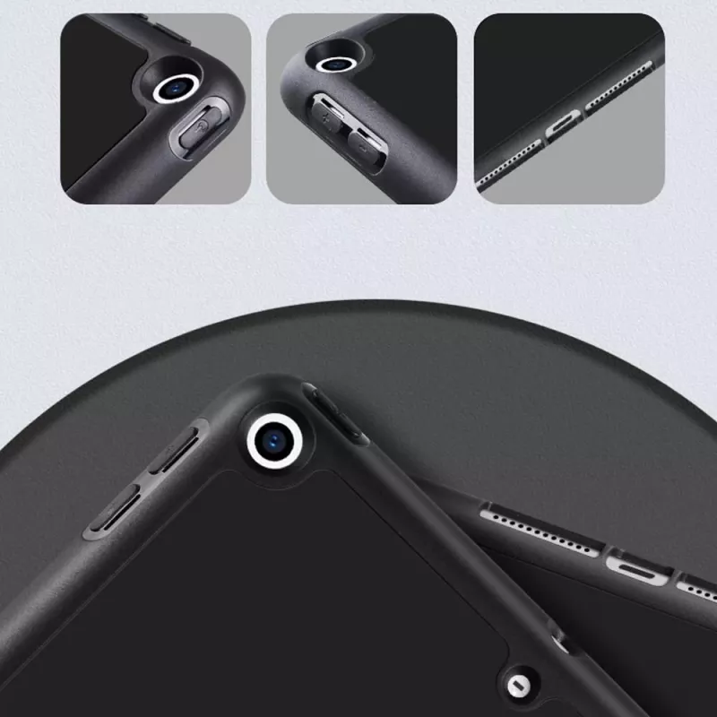 eSTUFF SEATTLE Penālis iPad Air 5/4 10.9 2022/2020 — melna PU āda