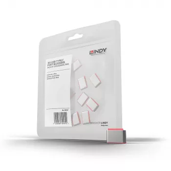 Lindy USB Type C Port Blockers (Without Key) - Pack of 10, Pink