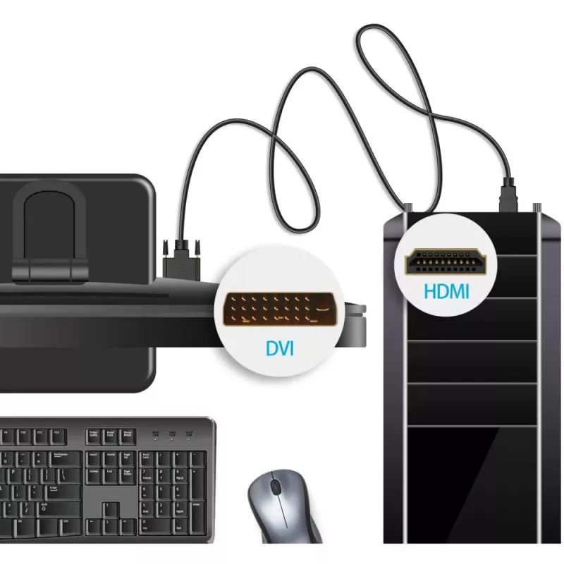 Video kabeļa adapteris Techly ICOC-HDMI-D-045 5 m DVI-D, melns