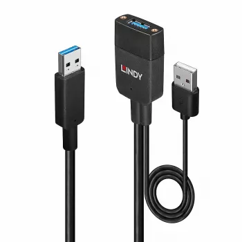 Lindy 35 m hibrīda USB 3.2 Gen 2 A tipa kabelis, melns ABS