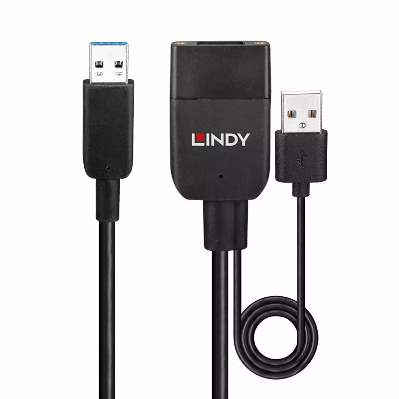 Lindy 35 m hibrīda USB 3.2 Gen 2 A tipa kabelis, melns ABS