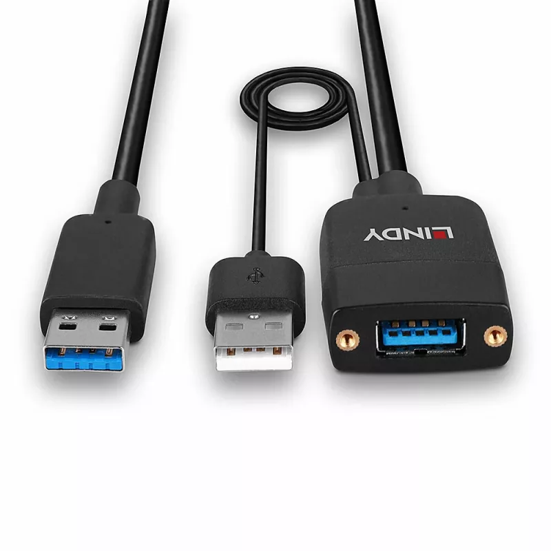 Lindy 35 m hibrīda USB 3.2 Gen 2 A tipa kabelis, melns ABS