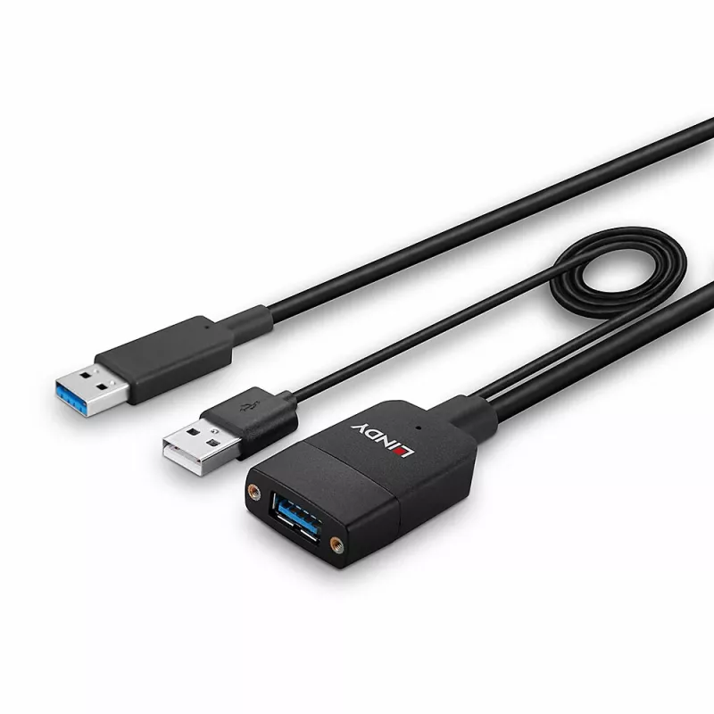 Lindy 35 m hibrīda USB 3.2 Gen 2 A tipa kabelis, melns ABS
