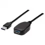 Manhattan USB-A uz USB-A pagarinātāja kabelis, 5 m, vīrišķais uz sievišķo, aktīvs, 5 Gb/s (USB 3.2 Gen 1, agrāk USB 3.0), iebūvēts atkārtotājs, SuperSpeed USB, melns, trīs gadu garantija, ekvivalents USB2AAEXT5M.