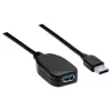 Manhattan USB-A uz USB-A pagarinātāja kabelis, 5 m, vīrišķais uz sievišķo, aktīvs, 5 Gb/s (USB 3.2 Gen 1, agrāk USB 3.0), iebūvēts atkārtotājs, SuperSpeed USB, melns, trīs gadu garantija, ekvivalents USB2AAEXT5M.