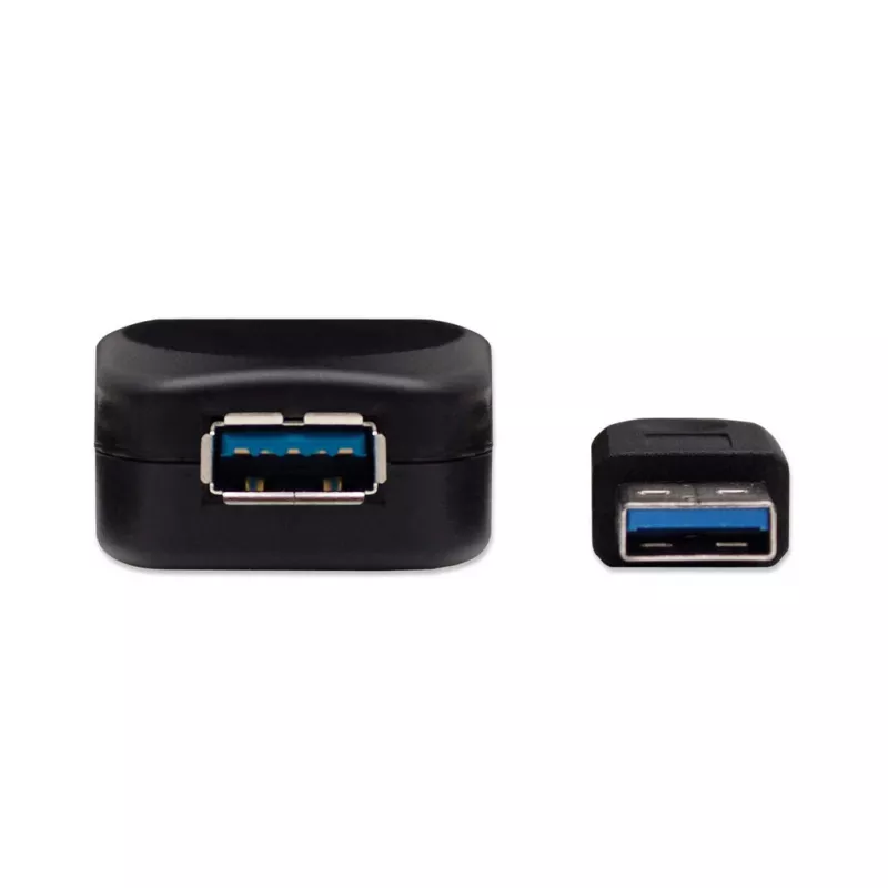 Manhattan USB-A uz USB-A pagarinātāja kabelis, 5 m, vīrišķais uz sievišķo, aktīvs, 5 Gb/s (USB 3.2 Gen 1, agrāk USB 3.0), iebūvēts atkārtotājs, SuperSpeed USB, melns, trīs gadu garantija, ekvivalents USB2AAEXT5M.