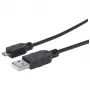 Manhattan USB-A uz Micro-USB kabelis, 1,8 m, vīrišķais uz vīrišķo, melns, 480 Mb/s (USB 2.0), Hi-Speed USB, mūža garantija, ekvivalents UUSBHAUB6.