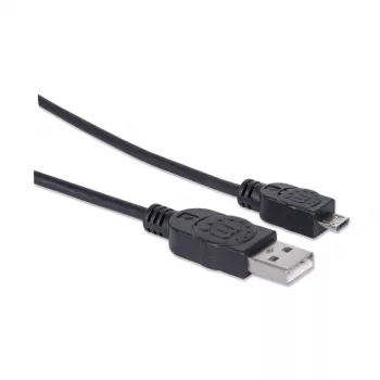 Manhattan USB-A uz Micro-USB kabelis, 1,8 m, vīrišķais uz vīrišķo, melns, 480 Mb/s (USB 2.0), Hi-Speed USB, mūža garantija, ekvivalents UUSBHAUB6.