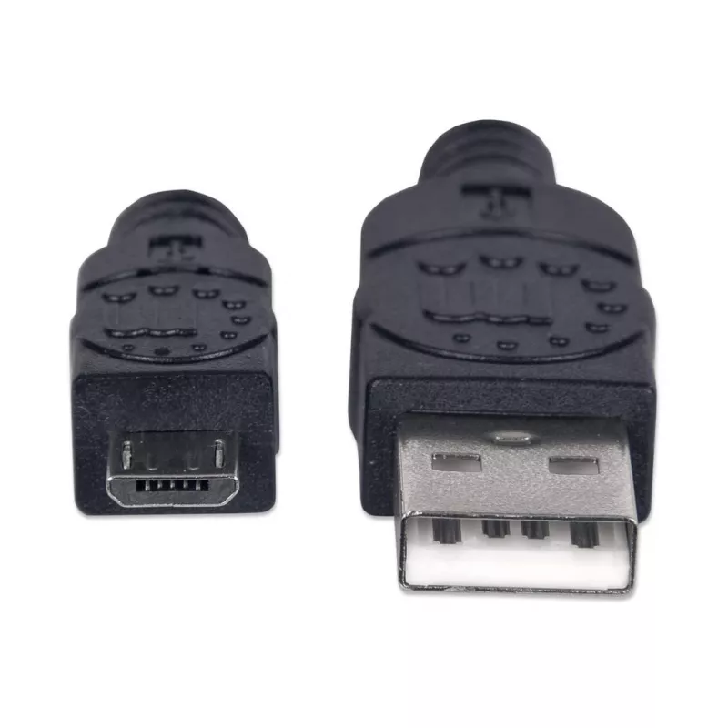 Manhattan USB-A uz Micro-USB kabelis, 1,8 m, vīrišķais uz vīrišķo, melns, 480 Mb/s (USB 2.0), Hi-Speed USB, mūža garantija, ekvivalents UUSBHAUB6.
